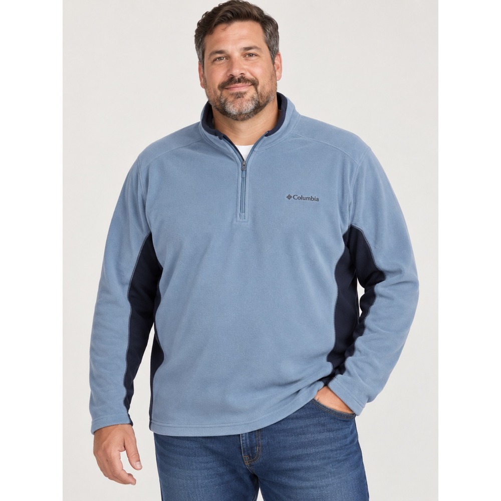 Columbia Mens XL Blue Quarter Zip Fleece Pullover XM6279 Colorblock Mock Neck